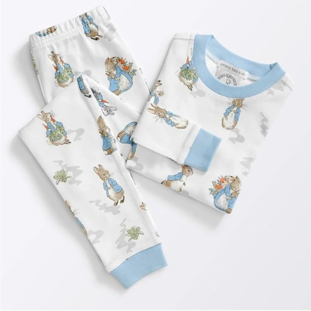 Pottery Barn Kids Organic Cotton Peter Rabbit Pajama Set - Unisex Easter PJs